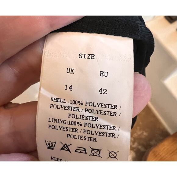 QED London NWT flare  black & tan floral print dress. Sz 14. UK and 10 US Lined. - Picture 4 of 14